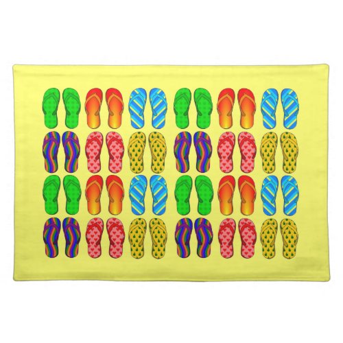 Custom Color with Pairs of Summer Shoes Flip Flops Cloth Placemat