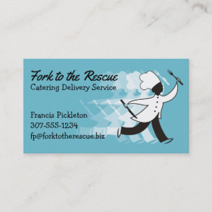 Custom color woman chef catering meal delivery business card