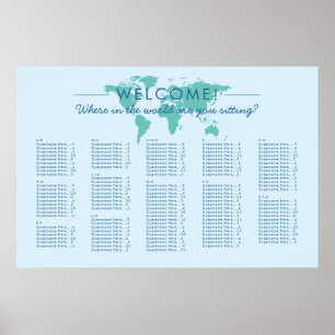 Custom Color World Map Travel Theme Seating Chart