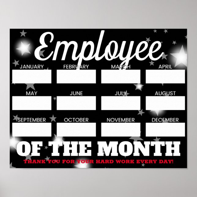 Custom color write-on names employee of the month poster (Front)