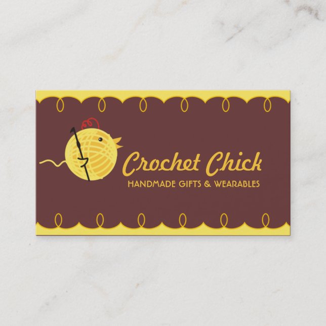 Custom color yarn crochet hook chick card (Front)