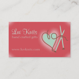 Custom color yarn heart knitting needles card