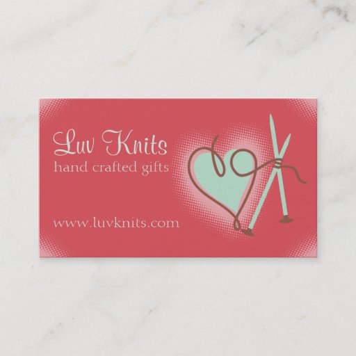 Customizable Custom color yarn heart knitting needles card business cards