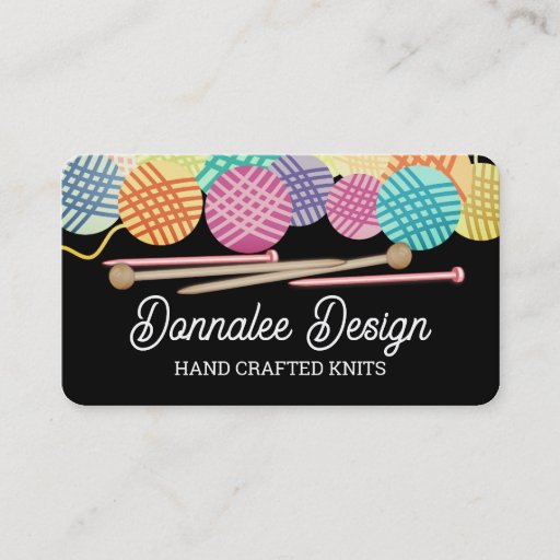 Customizable Custom color yarn knitting needles business card
