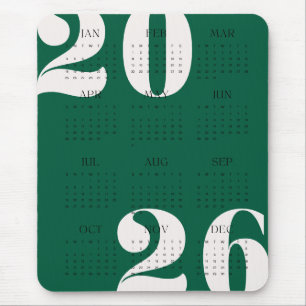 Custom Color Year Calendar 2026 Mouse Pad