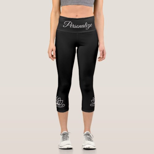 Custom color yoga pants with lotus flower logo