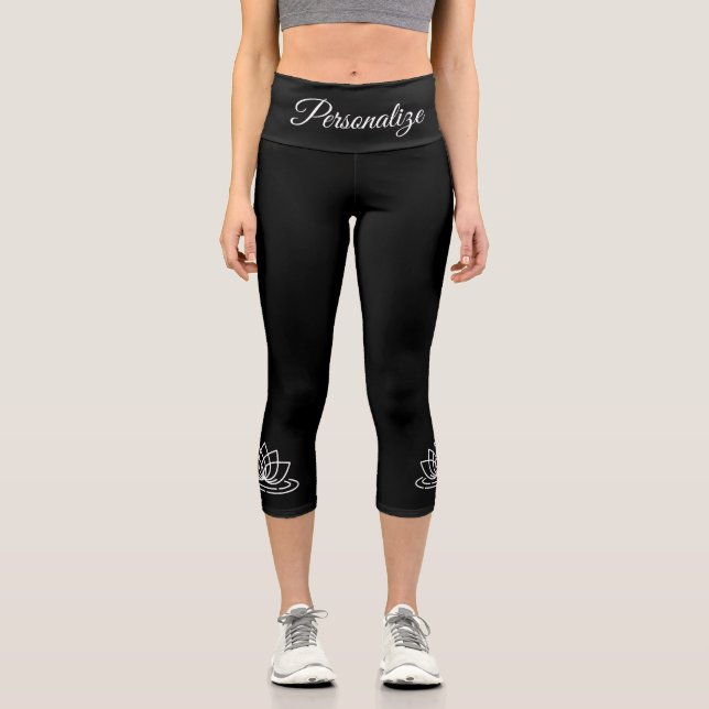 Custom color yoga pants with lotus flower logo (Front)