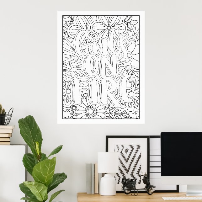 Custom Color Yourself Girls On Fire Poster (Home Office)