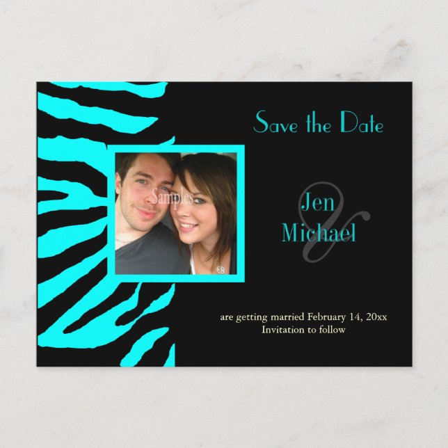 Custom Color!! Zebra Save the Date Photo Announcement Postcard (Front)