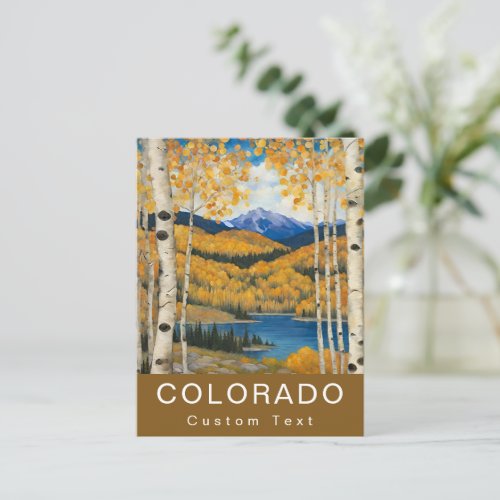 Custom Colorado Aspens Mountains Fall Postcard