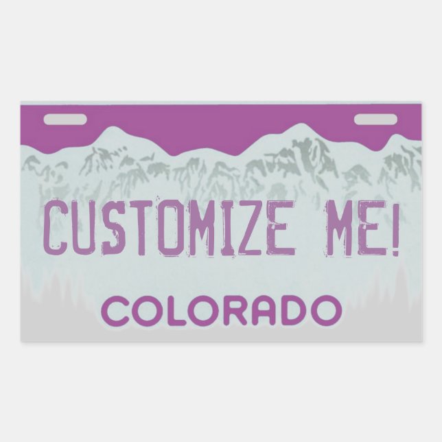 Custom Colorado purple license plate stickers (Front)