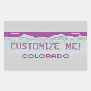Custom Colorado purple license plate stickers
