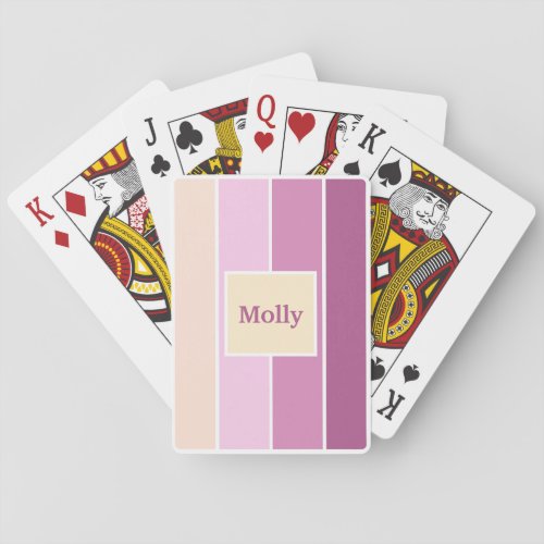 Custom Colored Feminine Stripes Playing Cards