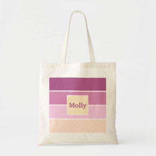 Custom Colored Feminine Stripes Tote Bag