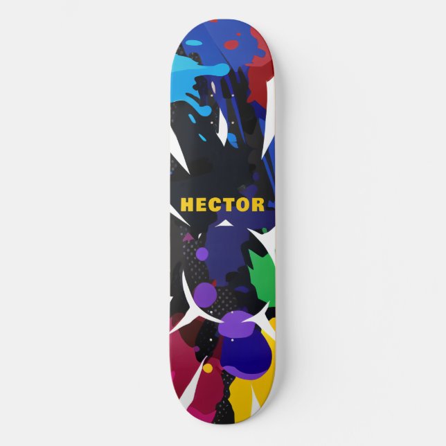 Custom Colorful 2D Animation Blue Black Purple Skateboard (Front)