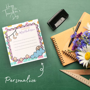 Custom Colorful A Note From Cute Teacher Notepad