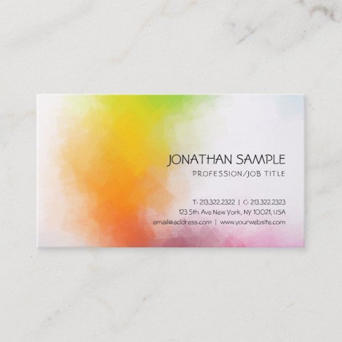 Custom Colorful Abstract Art Elegant Colors Modern Business Card