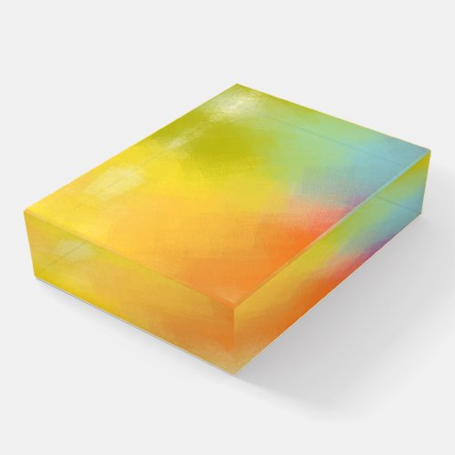 Custom Colorful Abstract Art Yellow Pink Red Blue Paperweight