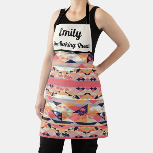 Custom colorful abstract geometric pattern apron