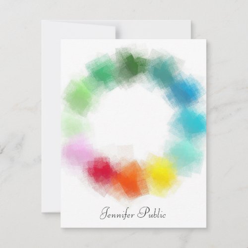 Custom Colorful Abstract Handwritten Script Name Note Card