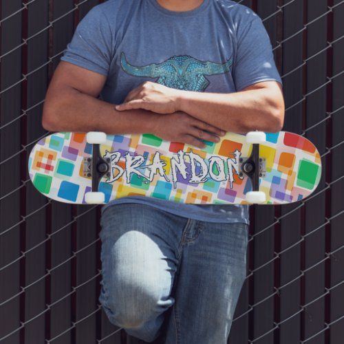 Custom Colorful Abstract Hip Geometric Mosaic Art Skateboard