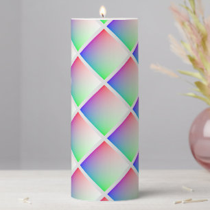 Custom Colorful Abstract Moody Rainbow Diamonds Pillar Candle