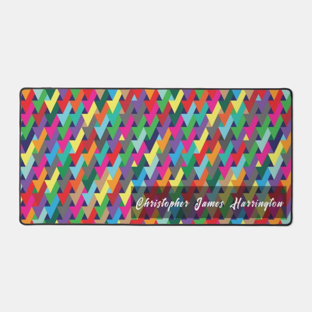 Custom Colorful Arrow Pattern with Name Desk Mat (Front)