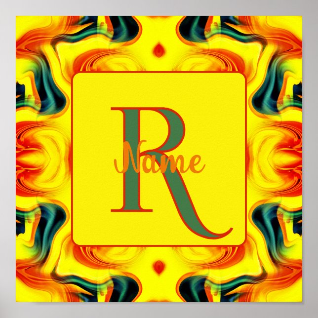 Custom Colorful Art Monogram Your Initial Name  Poster (Front)