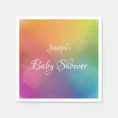 Custom Colorful Baby Shower Typography Modern Napkins