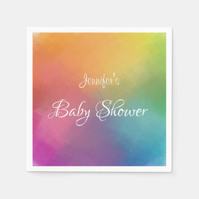Custom Colorful Baby Shower Typography Modern Napkins (Front)