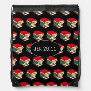 Custom Colorful Books JEREMIAH 29:11 Drawstring Bag