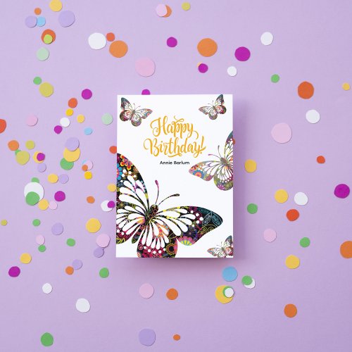 Custom Colorful Butterfly Birthday Card