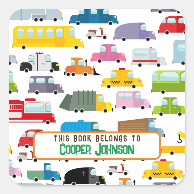 Custom colorful car name bookplate (Front)