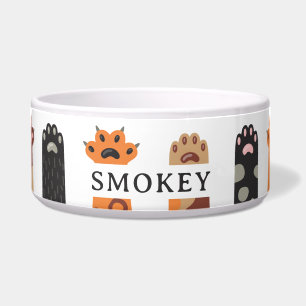 Custom Colorful Cat Paws Bowl