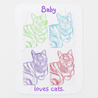 Custom, colorful cat prints baby blankets