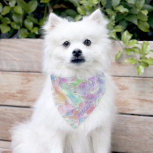Custom Colorful Cute Fun Summer Watercolor Pattern Pet Bandana Collar