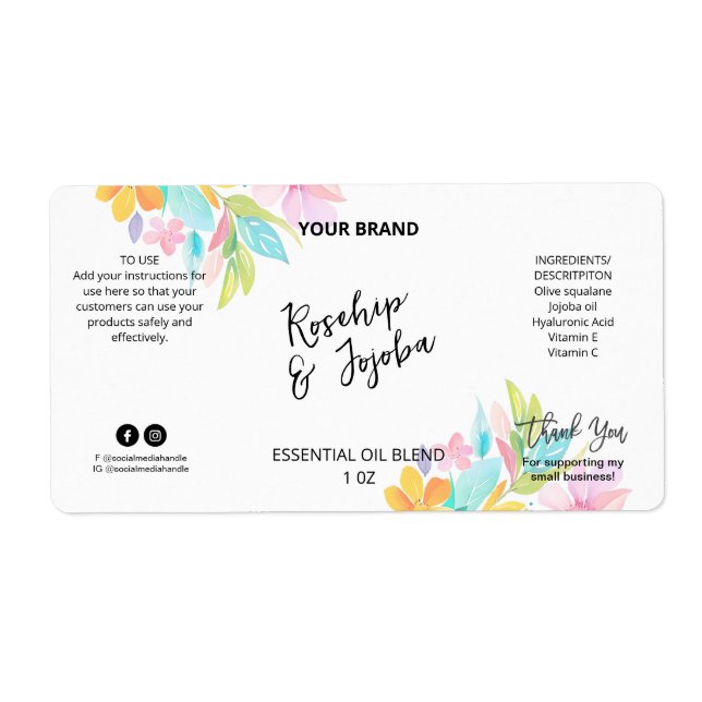 Custom Colorful Dropper Bottle Product Labels (Front)