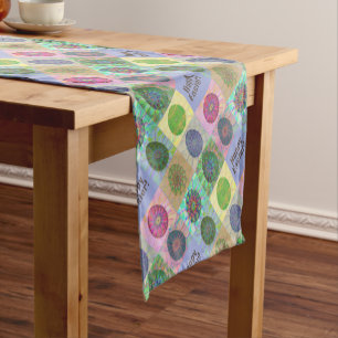 Custom Colorful Eggs Abstract Pattern Easter Short Table Runner