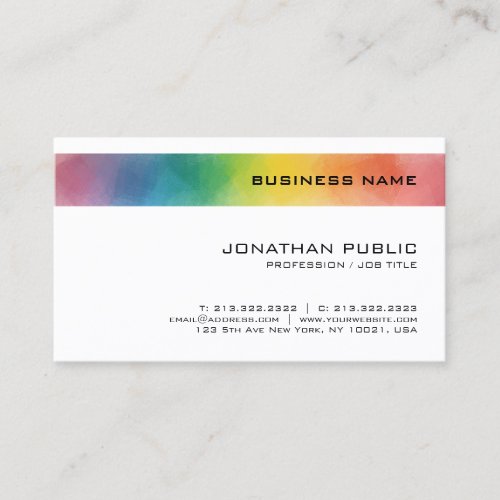 Custom Colorful Elegant Modern Minimalistic Design Business Card