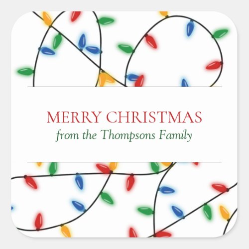 Custom Colorful Festive Christmas Lights  Square Sticker