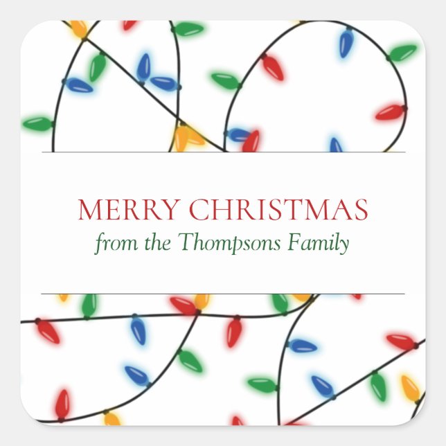 Custom Colorful Festive Christmas Lights  Square Sticker (Front)