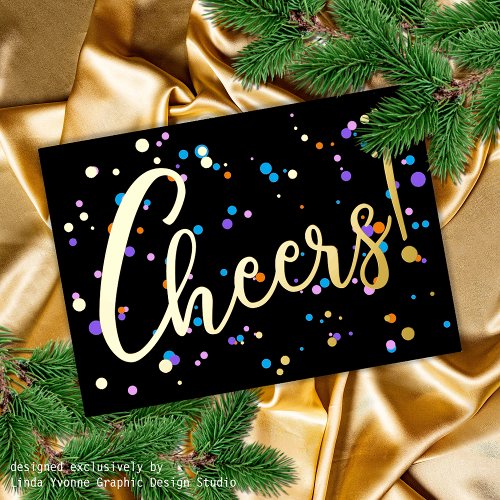 Custom Colorful Festive Gold Fireworks Confetti  Foil Holiday Card
