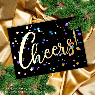 Custom Colorful Festive Gold Fireworks Confetti Foil Holiday Postcard