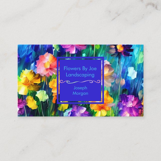 Custom Colorful Floral Bright Design Business Card (Front)