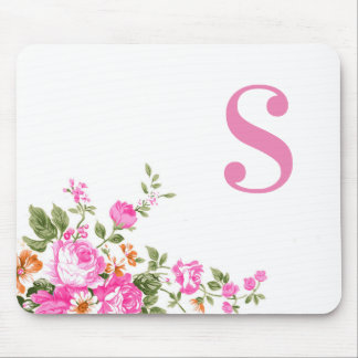 Custom Colorful Floral Mouse Pad with "S" Alphabet