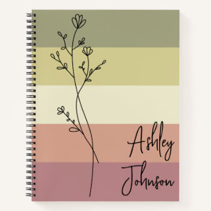 Custom Colorful Floral Notebook, Back to School Notebook
