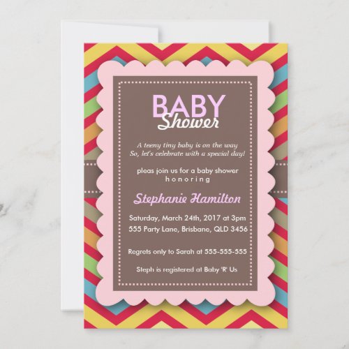 Custom colorful  flower baby shower invite