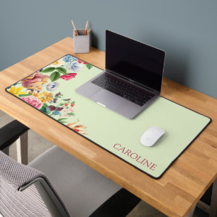 Custom Colorful Garden Wildflowers Floral Bouquet Desk Mat