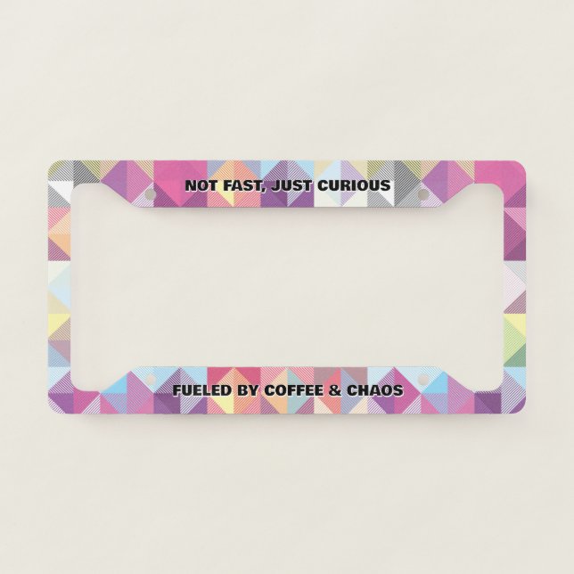 Custom Colorful Geometric Pattern License Plate Frame (Front)