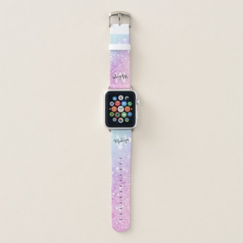 Custom Colorful Glitter Iridescent Elegant Apple Watch Band